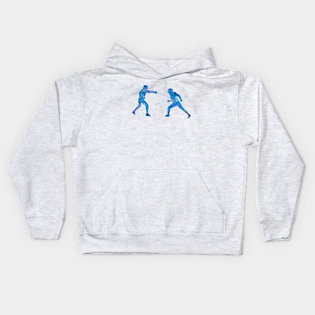 Fencing blue art Kids Hoodie by Yahya Art